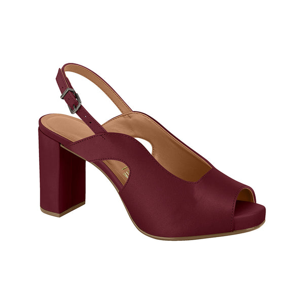 ⚜️Peep Toe Wine Pelica Salto Bloco✅